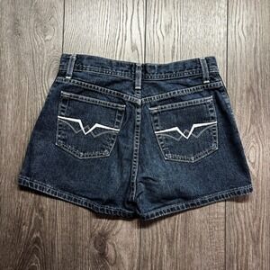Vtg Blue Notes Womens  Size 28 Hip Hugger Denim Shorts Dark Wash Y2K Embroidered
